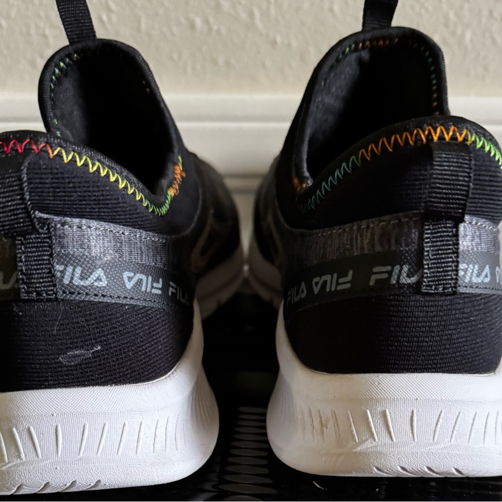 Fila Kids Black Sneakers with Colorful Stitching